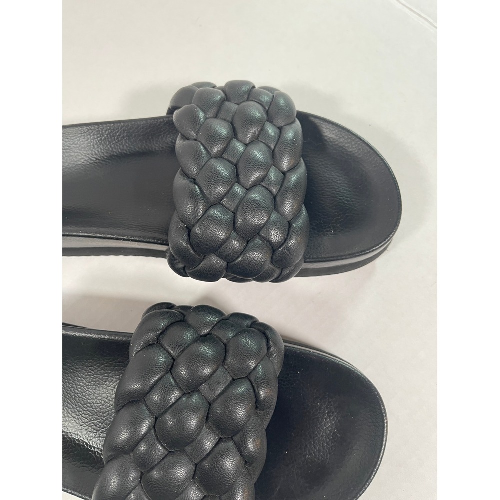 HM Black Braided Puffy Strap Platform Slide Sandals Womens Size 36 US 6 - Picture 9 of 12